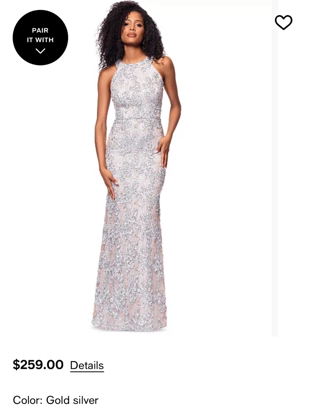 Xscape Gold Silver Halter Beaded Evening Gown - Picture 1 of 4